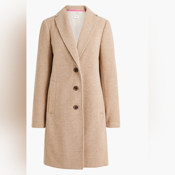 J. Crew Tan Herringbone Coat - Picture 1 of 10